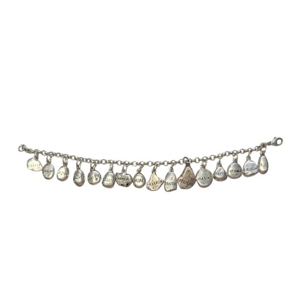 Sterling Silver Charm Bracelet 16 Inspirational Charms Lobster Clasp Size 7 - Picture 2 of 16